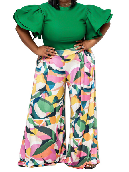 Round Neck Top Printing Suit Long Pants HW5TLMACED