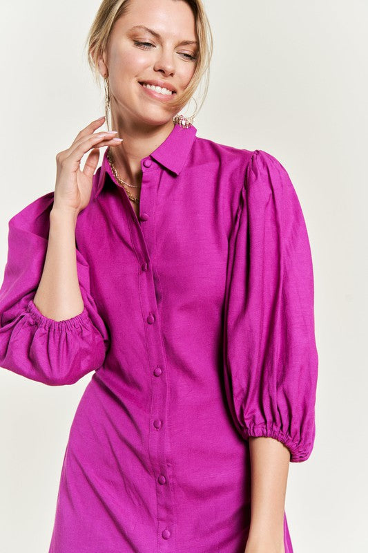 SOLID BUTTON DOWN DRESS PLUS JBJ1004P