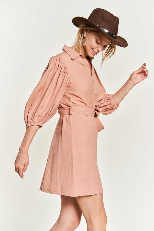 SOLID BUTTON DOWN DRESS PLUS JBJ1004P