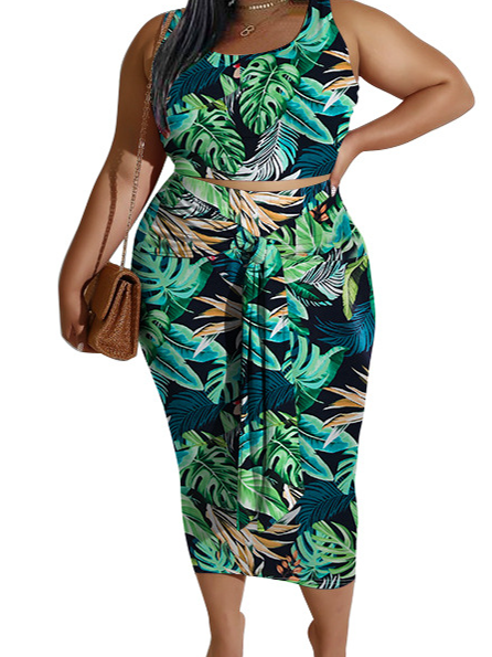 Women's two-piece printed casual fashion temperament casual skirt suit HWFSYRC8NW