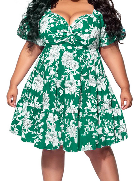 Printed V-neck Mid-length Dress HW5M4N8B2A