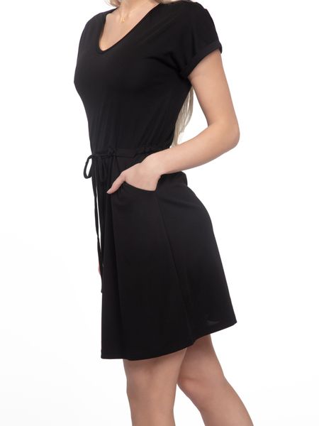 Women's V-Neck Drawstring Mini Dress Side Pockets
HPWERLMMXW