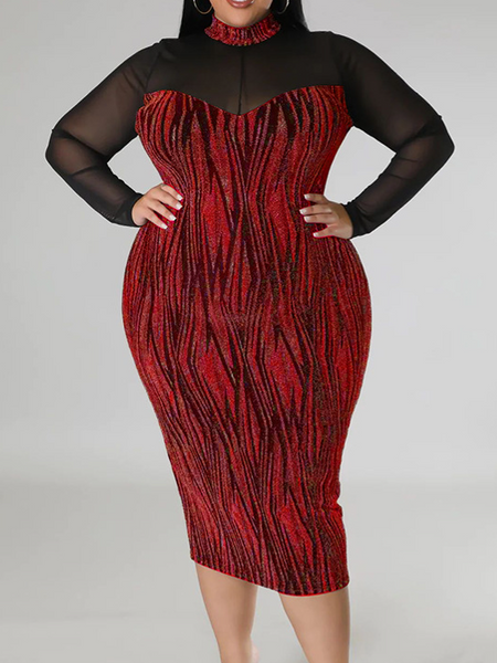 Silk V-neck Long-sleeved Dress HWULYU3EYL