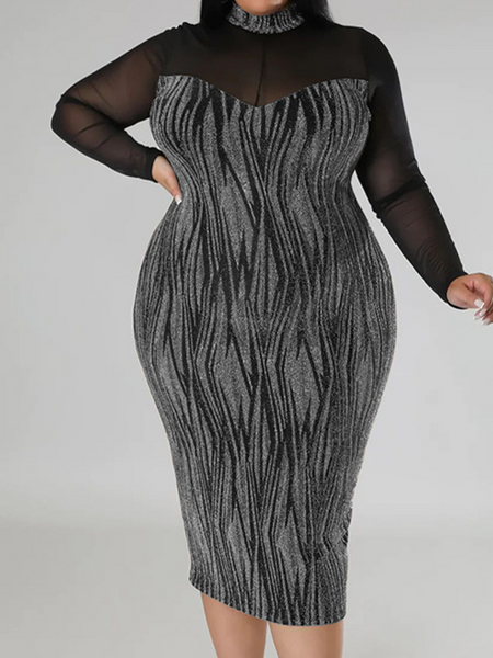 Silk V-neck Long-sleeved Dress HWULYU3EYL