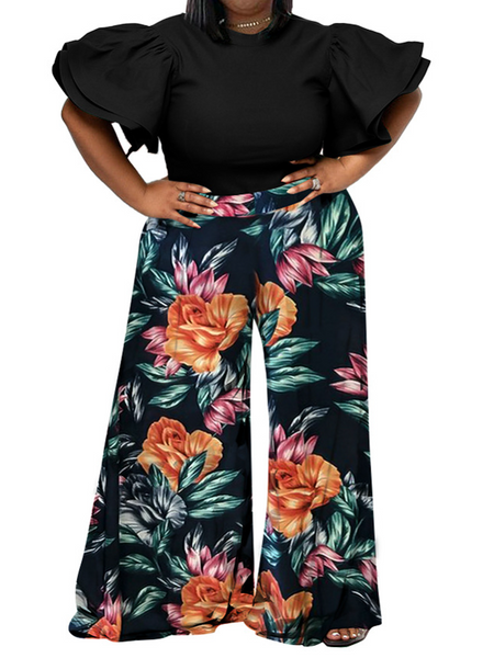 Round Neck Top Printing Suit Long Pants HW5TLMACED