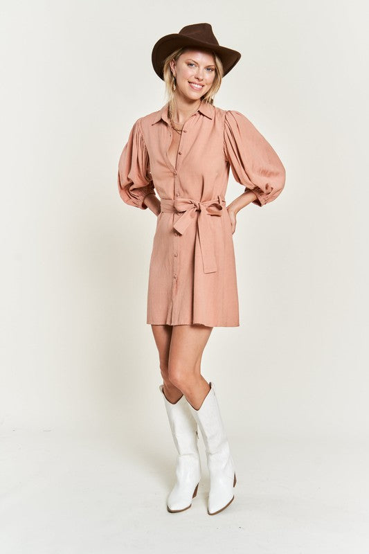 SOLID BUTTON DOWN DRESS PLUS JBJ1004P