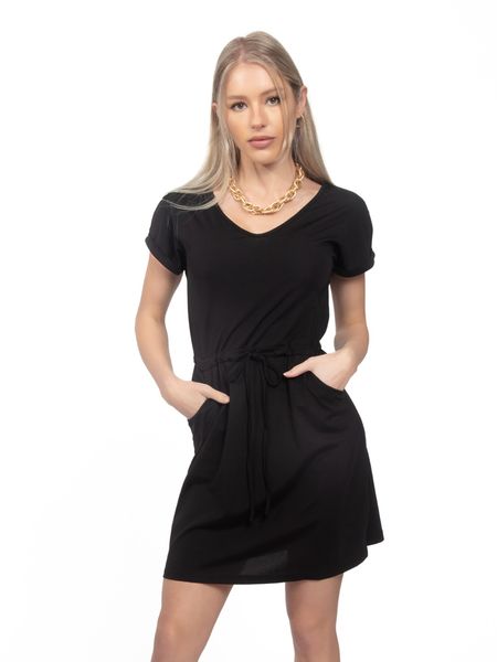 Women's V-Neck Drawstring Mini Dress Side Pockets
HPWERLMMXW