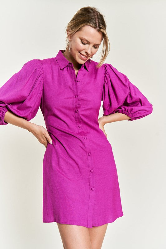 SOLID BUTTON DOWN DRESS PLUS JBJ1004P
