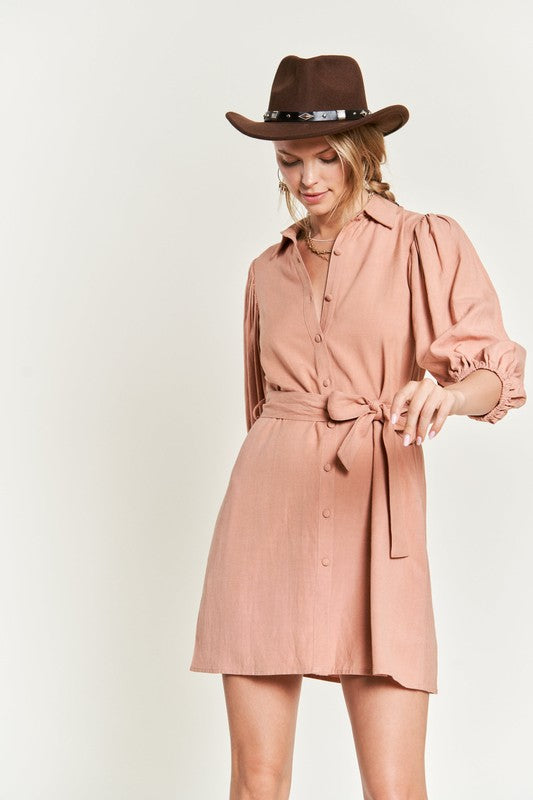 SOLID BUTTON DOWN DRESS PLUS JBJ1004P