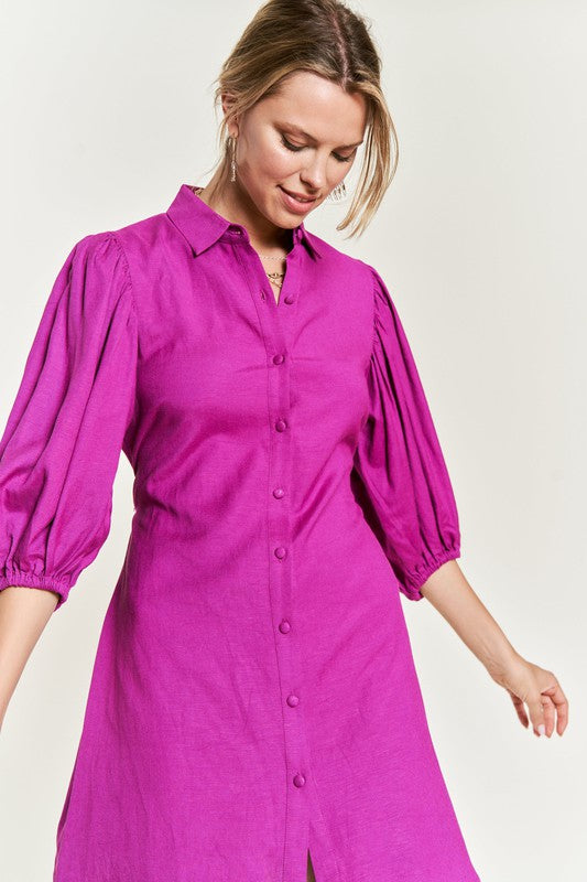 SOLID BUTTON DOWN DRESS PLUS JBJ1004P