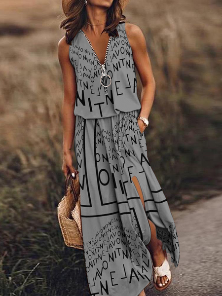 Zippered letter print dress with waist tucked in
HW5NBL23LX