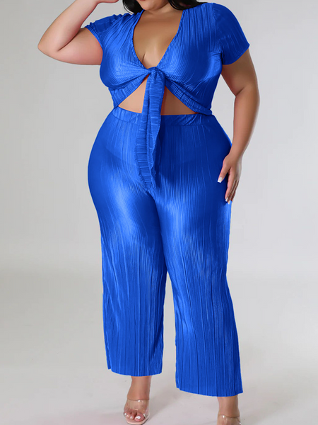 Pleated Wide-leg Pants Tied Elastic Two-piece Set HW5M4N8WCS