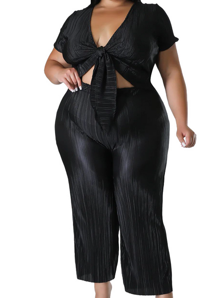Pleated Wide-leg Pants Tied Elastic Two-piece Set HW5M4N8WCS