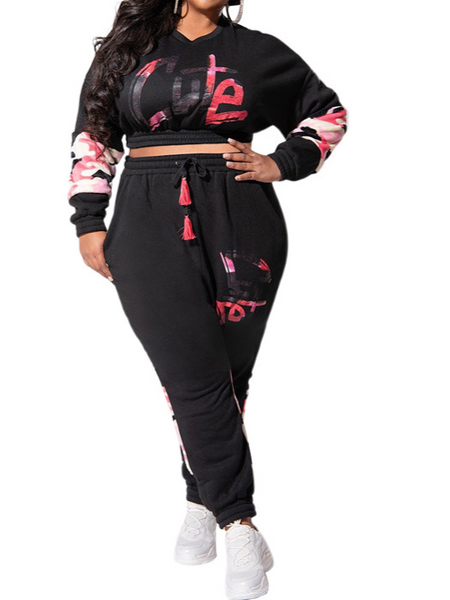 Letter Camouflage Print Two-Piece Set HFLDZA6YDC