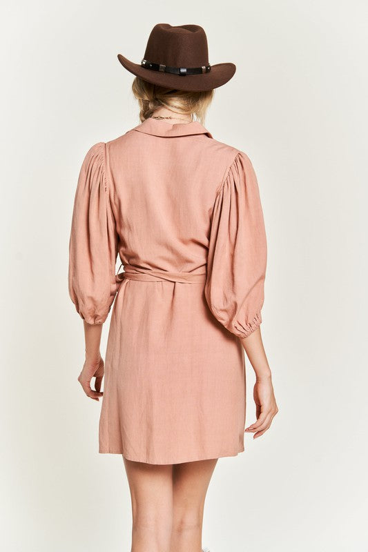 SOLID BUTTON DOWN DRESS PLUS JBJ1004P