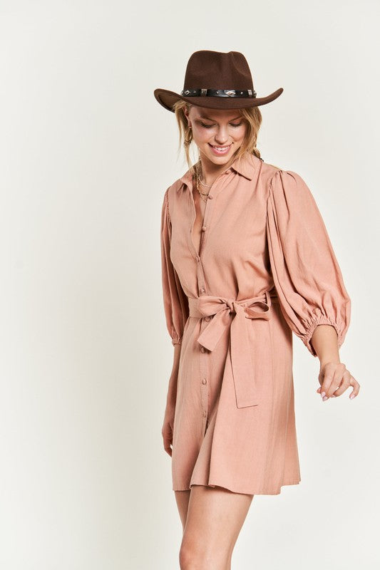 SOLID BUTTON DOWN DRESS PLUS JBJ1004P