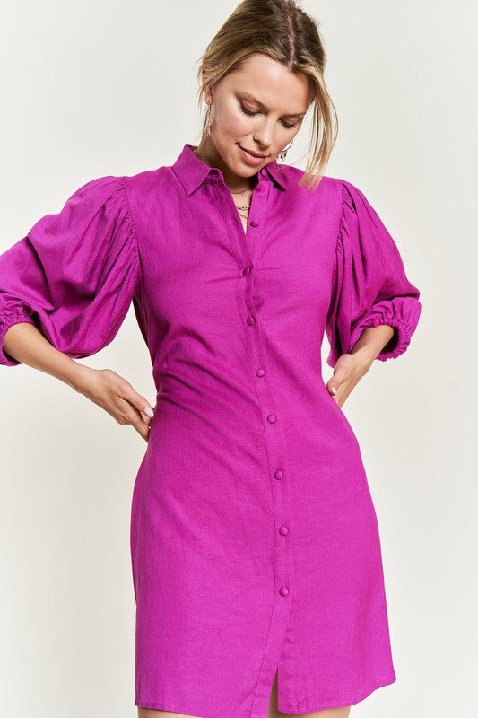 SOLID BUTTON DOWN DRESS PLUS JBJ1004P
