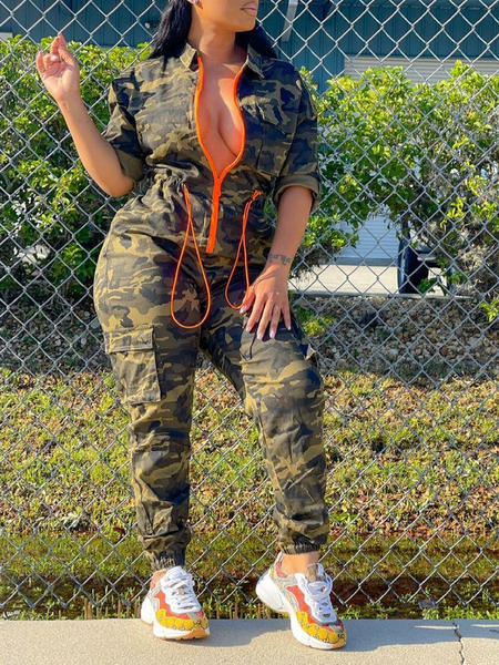 Casual Camouflage Zip Jumpsuit HW5CNNNHDZ