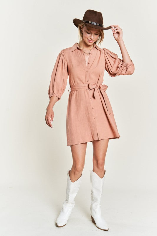 SOLID BUTTON DOWN DRESS PLUS JBJ1004P
