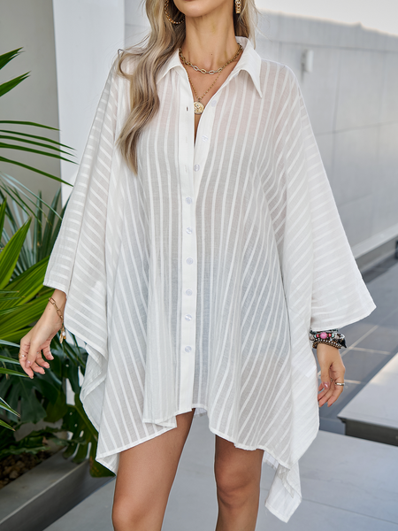 Women's Cotton Linen Oversized Shirt Button-down Kimono HTHYC6NRV2