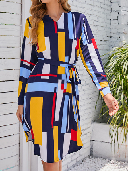 Classic Collar Block Belt Design Dress
HFBNWLQSFQ