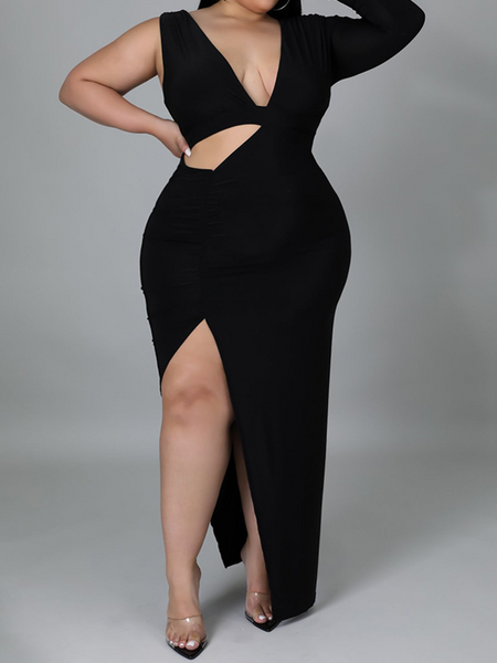 Single-sleeved Sexy Hollow Out Long Dress HW5Z2S42A4
