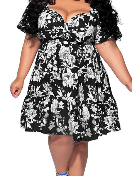 Printed V-neck Mid-length Dress HW5M4N8B2A