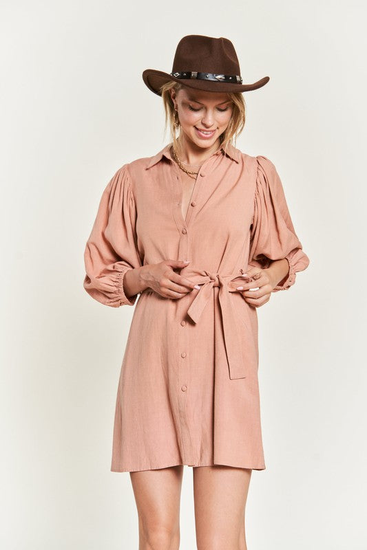 SOLID BUTTON DOWN DRESS PLUS JBJ1004P