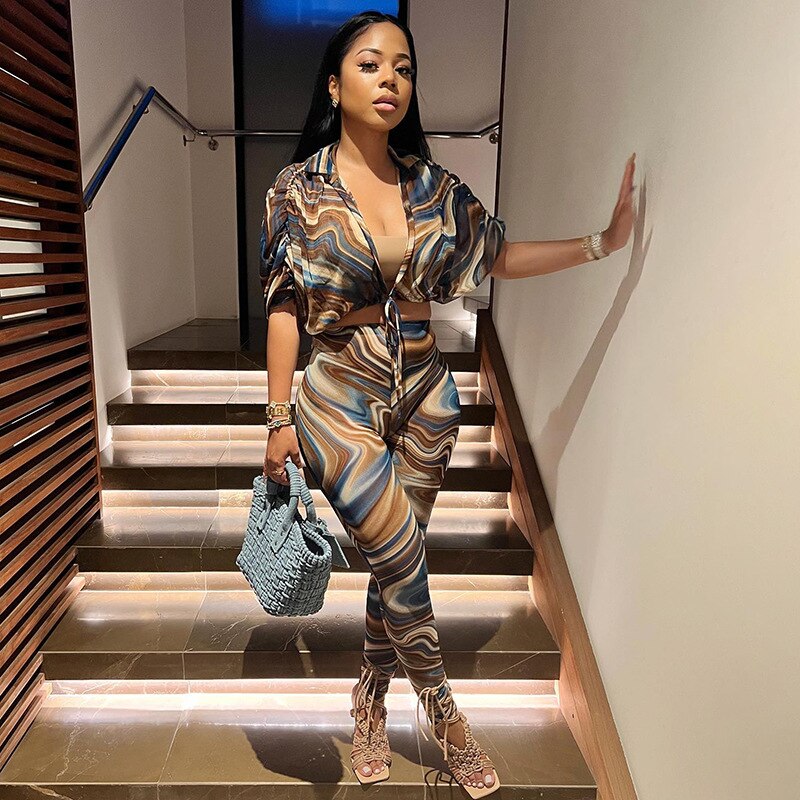 2 Piece Set Sheer Mesh Outfit