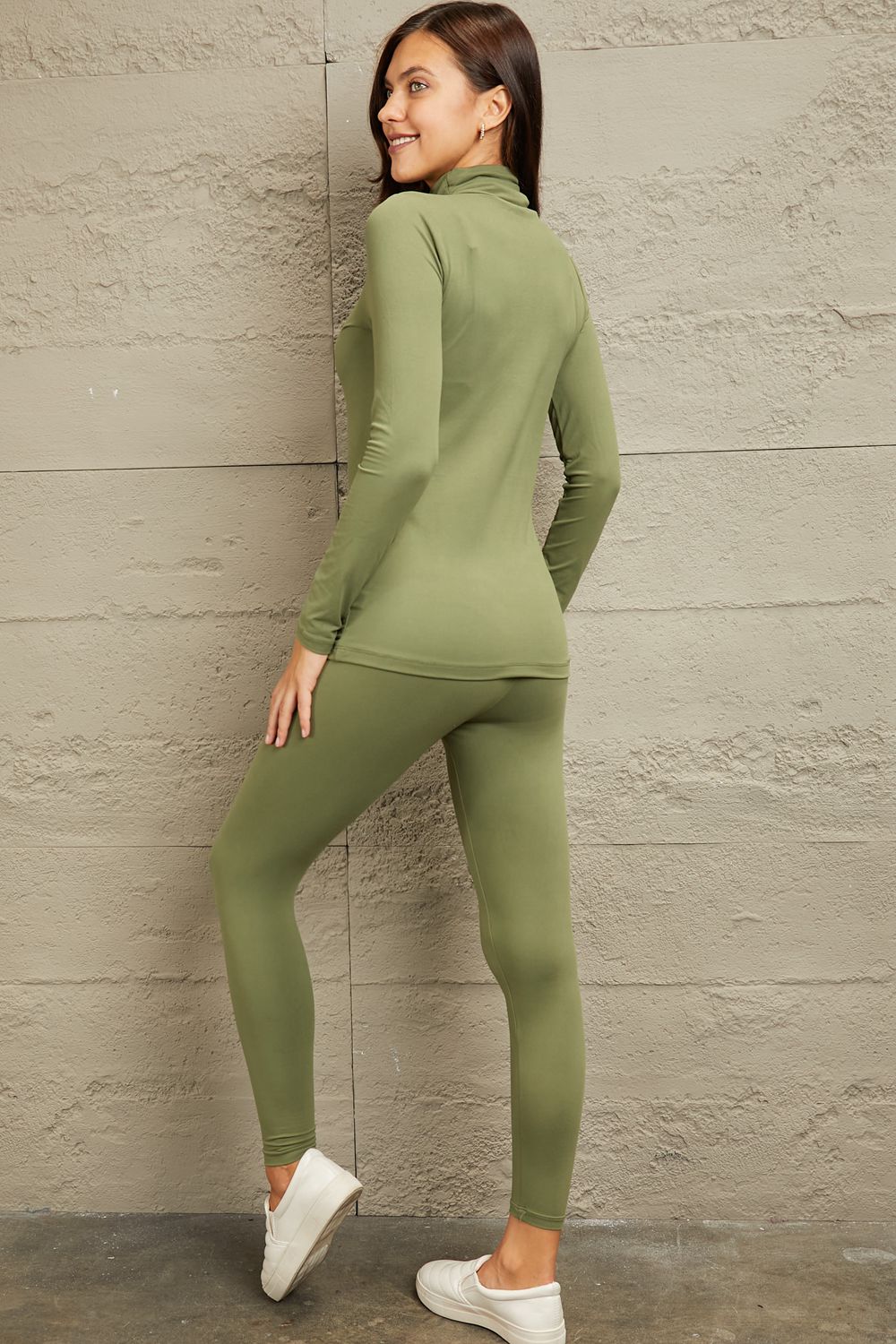 Zenana Friend in Me Full Size Mock Neck Top and Leggings Set