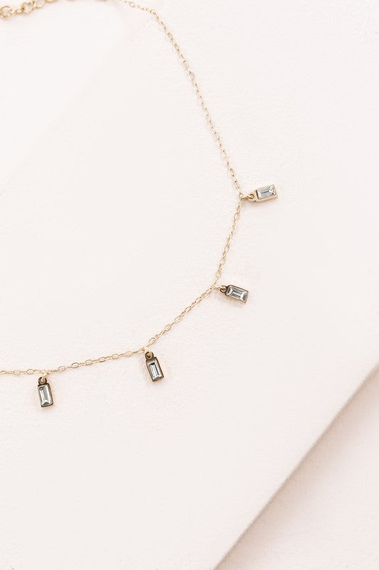 Minimal Rectangle Rhinestone Anklet