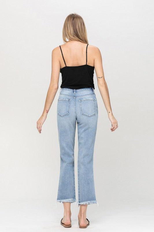 Super High Rise Distressed Relaxed Straight Jeans