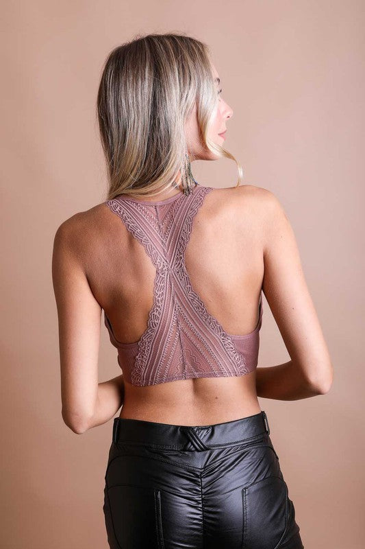 Seamless Front Lace Racerback Bralette