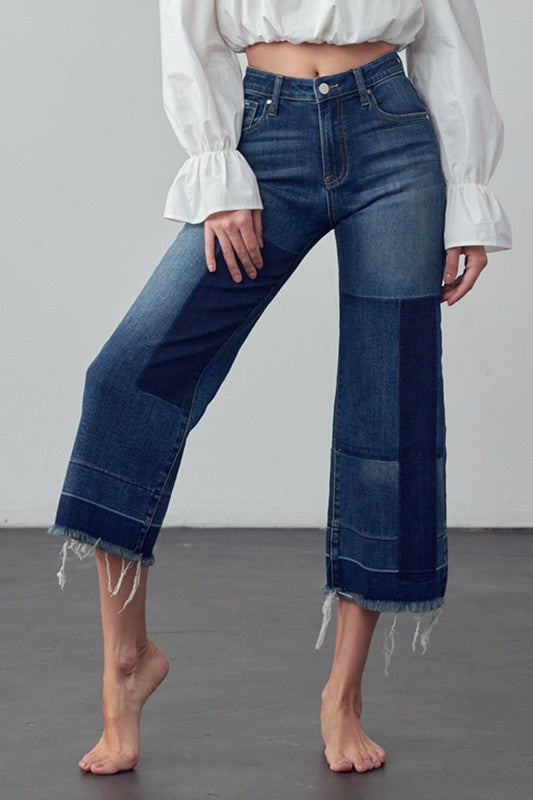 Mid Rise Crop Flare Jeans