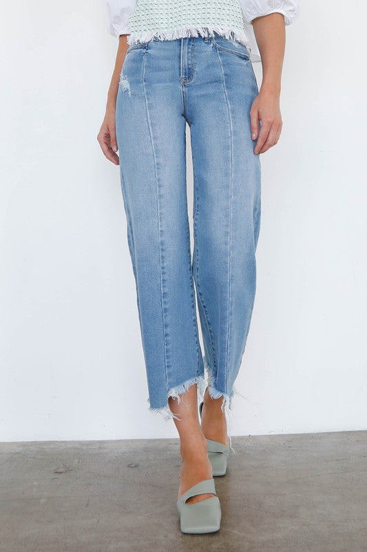 Mid Rise Wide Leg Crop Jeans