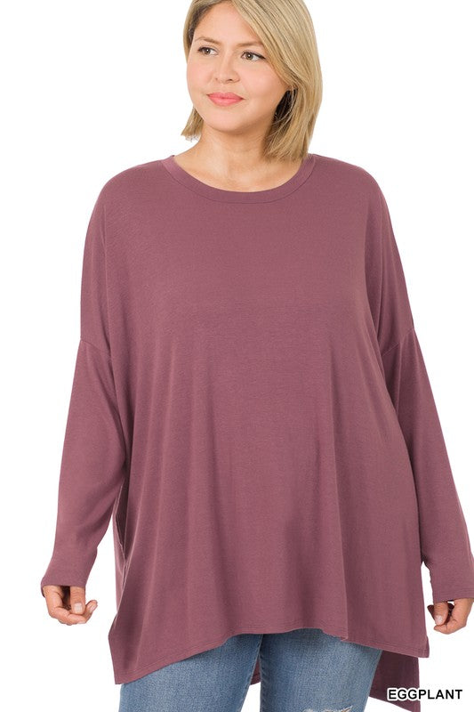 Plus Dolman Long Sleeve Round Neck Top