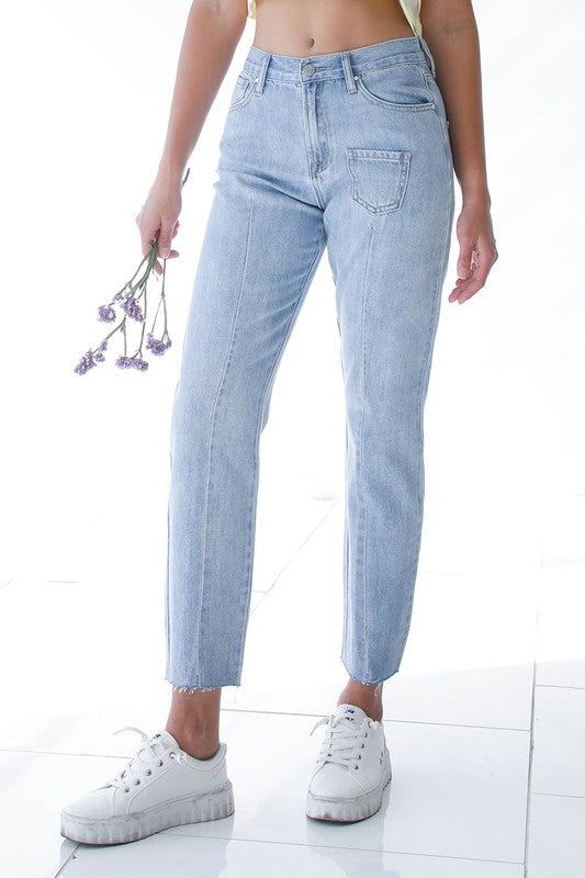 Patched Pocket Boyfriend Jeans
