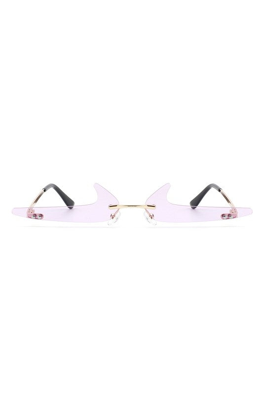 Rimless Decorative Narrow Checkmark Slim Glasses