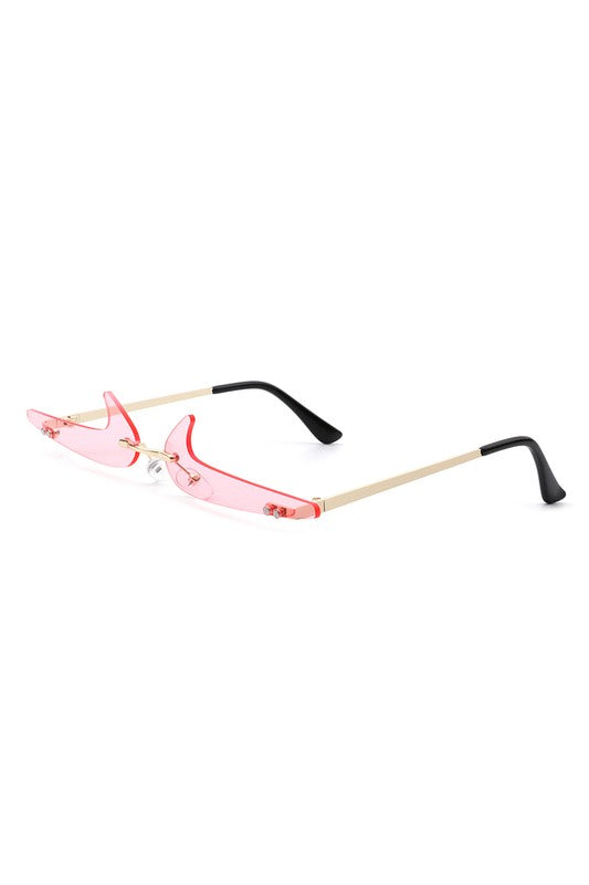 Rimless Decorative Narrow Checkmark Slim Glasses