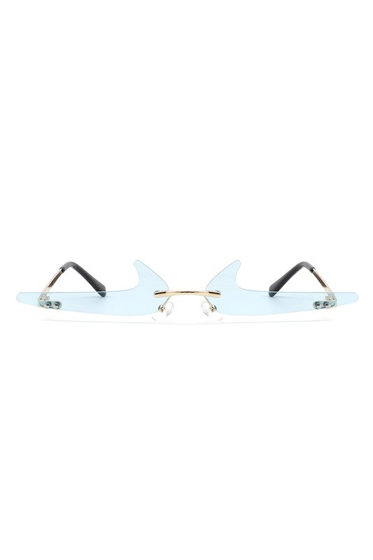 Rimless Decorative Narrow Checkmark Slim Glasses