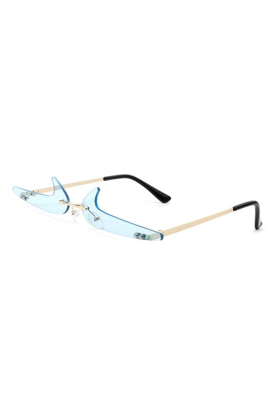 Rimless Decorative Narrow Checkmark Slim Glasses