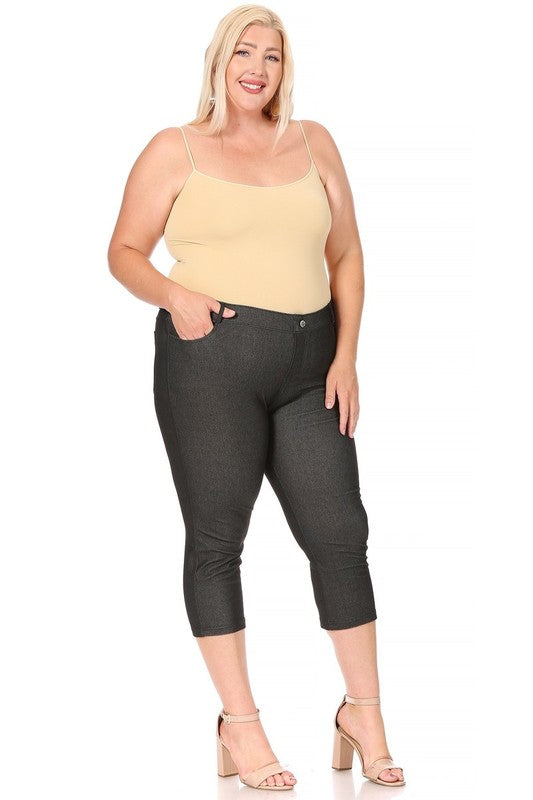 Plus size, stretchy, pull up, capri jeggings