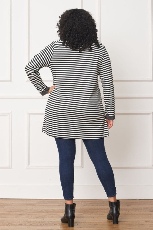 Plus Stripe V-Stich Tunic