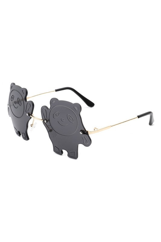 Kids Rimless Panda Colored Children Sunglasses