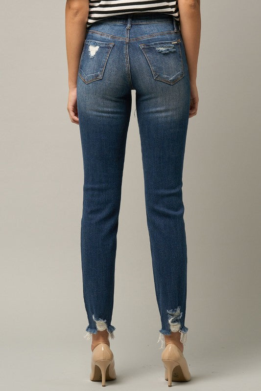 Distressed Slim Girlfriend Jeans