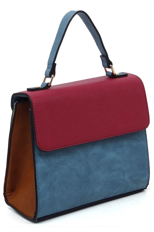 Colorblock Top Handle Satchel