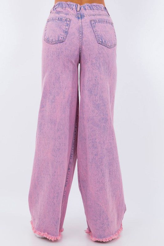 Vintage Ripped Wide Leg jean in Mineral Pink