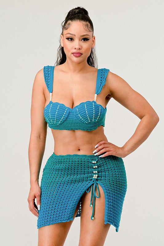 LITTLE MERMAID PERAL ADORABLE TWO PCS KNIT SET