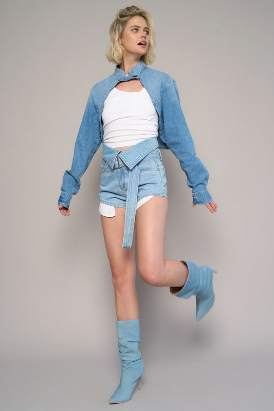 FLAP WAIST WITH BELTED SHORTS