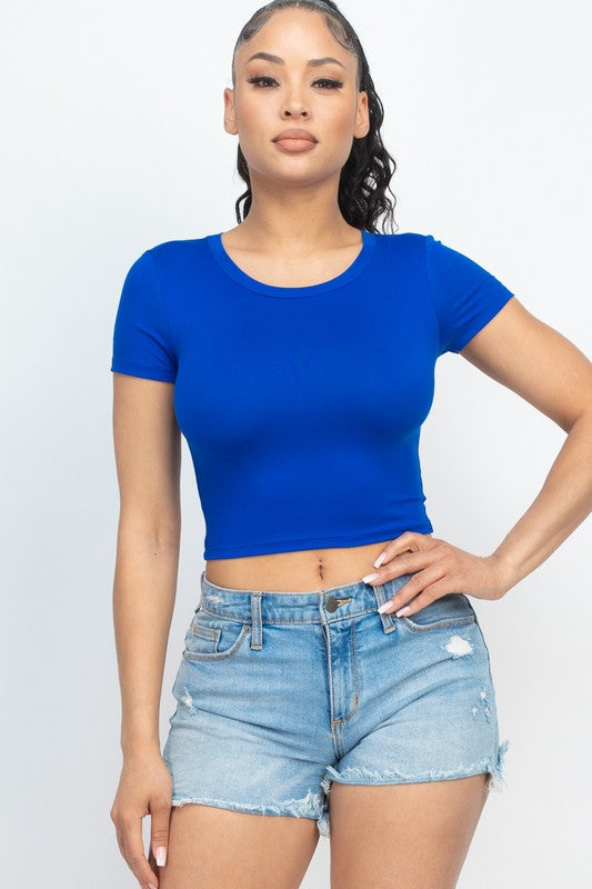 Short Sleeve Roundneck Crop Top